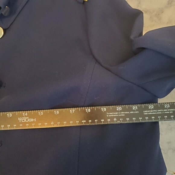 Chico's Military Jacket Size 3P US 16 Petite Navy Blue Gold Piping Hook & Eye‎ - Picture 5 of 12